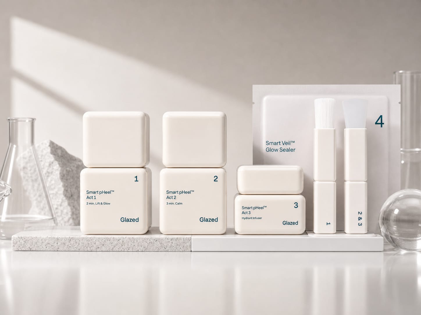 THOME Glazed Skin Program 4-step glass skin treatment with Smart pHeel and Smart Veil sealer by Glowbora